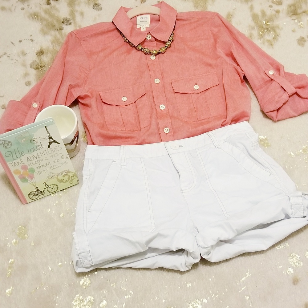 White cuffed Shorts